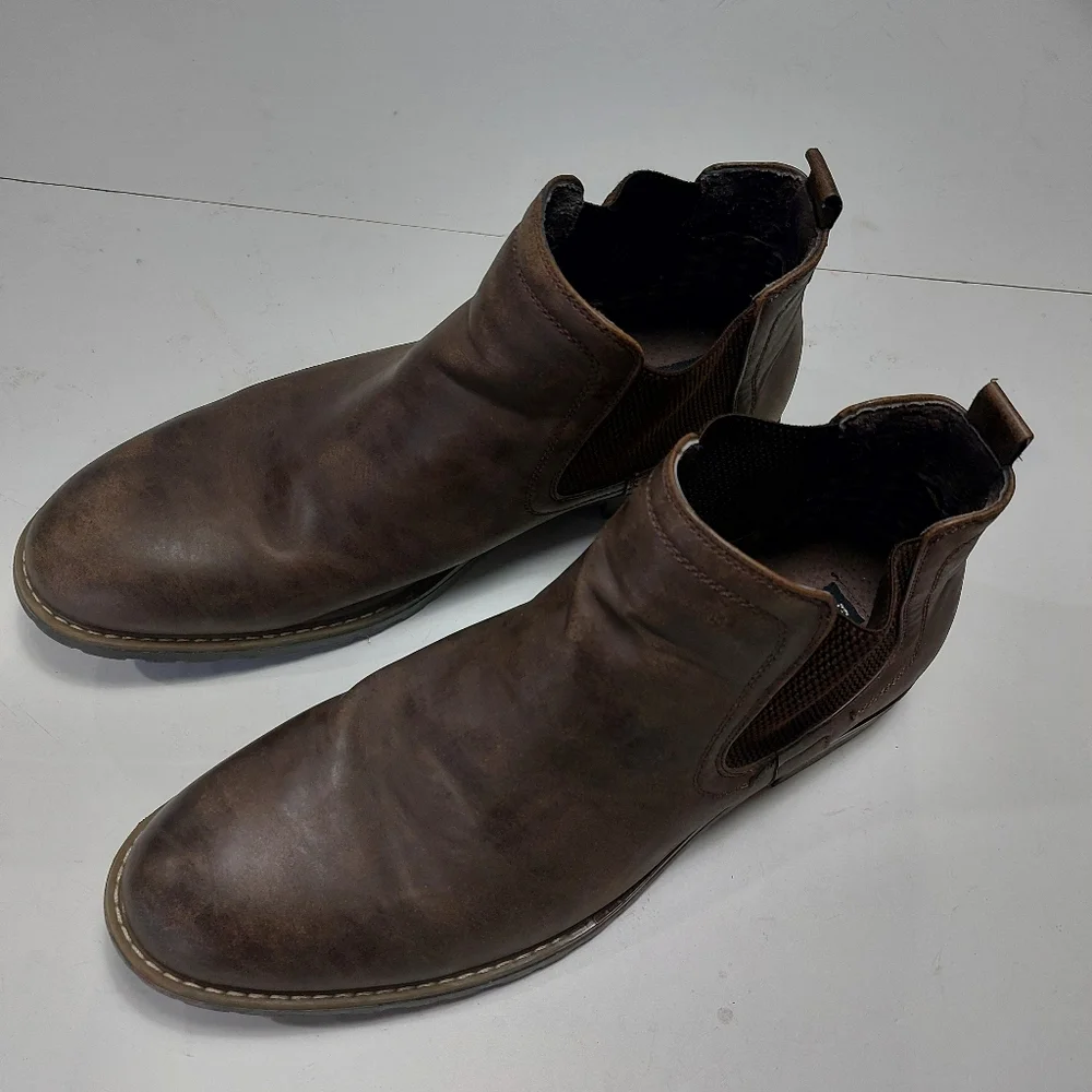 BRUNO MARC Men's Brown Leather Chelsea Boots size 12